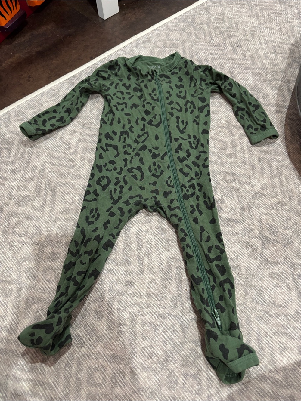 Kyte Green Leopard Print Zip-Up One-Piece